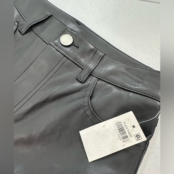 INC Faux Pleather Pants Black Flare High Rise Edgy Moto Y2K Streetwear Size 6P - Picture 11 of 14